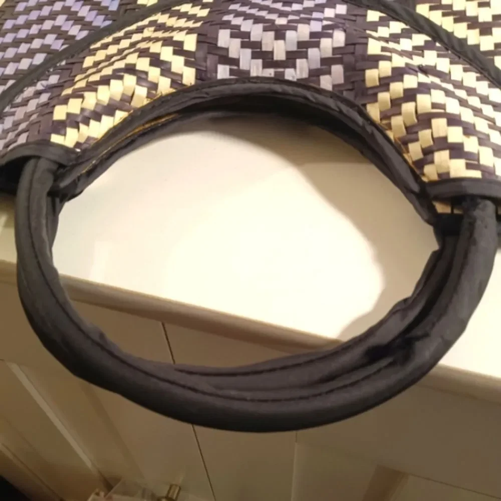 African Chevron Pattern Large Straw Bag